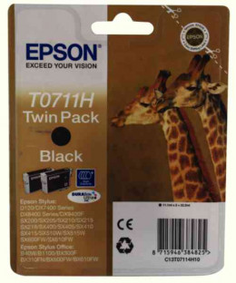 Epson T0711H High Capacity Twin Pack Black Ink Cartridges