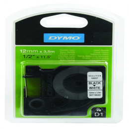 Dymo D1 Flex Nylon Tape 12mmx3.5m Black on White