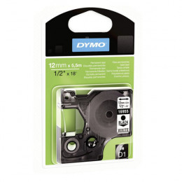 Dymo D1 Permanent Tape 12mmx5.5m Black on White