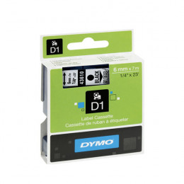 Dymo D1 Labels 6mm Black on Clear