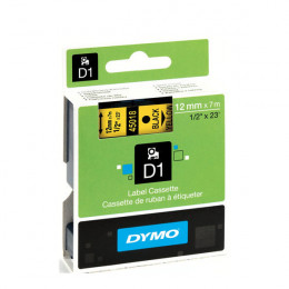 Dymo D1 Labels 12mm Black on Yellow
