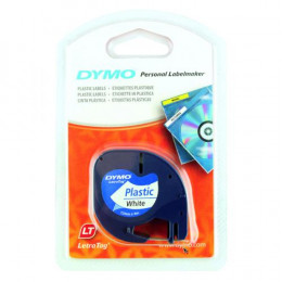 Dymo 91221 12mm x 4m Black On White Plastic Tape