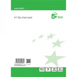 Eco Recycled Flipchart Pad Perforated 40 Sheets A1 Green &amp: White Box 5