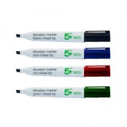 Eco Drywipe Marker Chlorine-free Chisel Tip 2-5mm Line Assorted [Pack of 4]