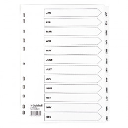 Guildhall Mylar Index January-December White A4