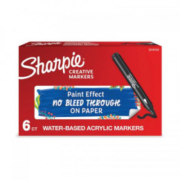 Sharpie Creative Marker Acrylic Paint Bullet Tip Box of 6 Black