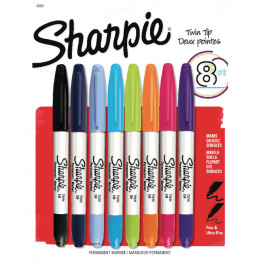 Sharpie Twin Tip Permanent Markers Assorted [Pack of 8]