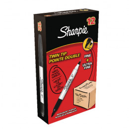 Sharpie Twin Tip Marker Black [Pack of 12]