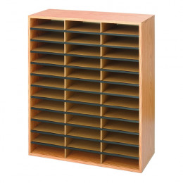 Safco 36 Compartment Wood Literature Organiser Oak
