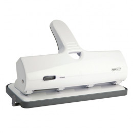 Rapesco ALU 40 Heavy Duty 4-Hole Punch Chrome and White
