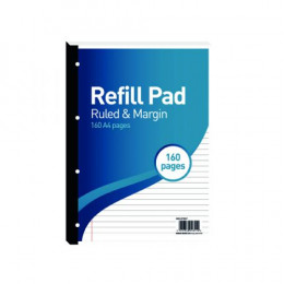 Hamelin 8mm Ruled and Margin Refill Pad 80 Sheet A4 [Pack of 5]