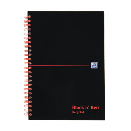Black n Red A5 Recycled Wirebound Gloss Cover Notebook [Pack of 5]