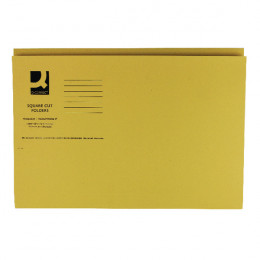 Q-Connect Square Cut Folder Mediumweight Foolscap Yellow [Pack of 100]