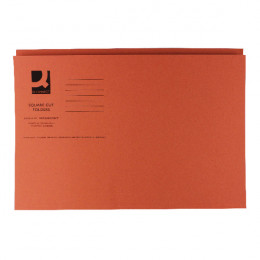 Q-Connect Square Cut Folder Mediumweight Foolscap Orange [Pack of 100]