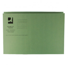 Q-Connect Square Cut Folder Mediumweight Foolscap Green [Pack of 100]