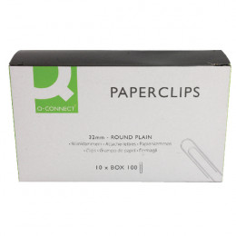 Q-Connect Paperclips 32mm Plain [Pack of 10x100]