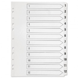 Q-Connect 1-12 Polypropylene Indexes in White