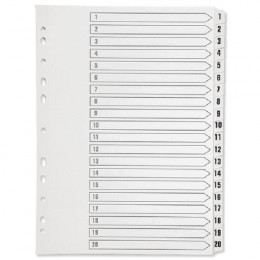Q-Connect 1-20 Polypropylene Indexes in White