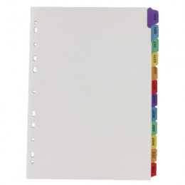 Q-Connect Jan-Dec Board Reinforced Multicolour Indexes