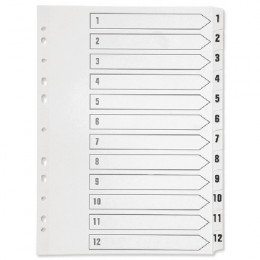 Q-Connect 1-12 Board Reinforced White Indexes