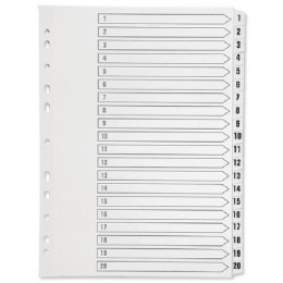Q-Connect 1-20 Board Reinforced White Indexes