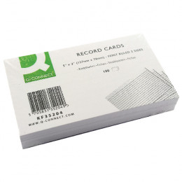 Q-Connect Record Card 5x3 Inches Feint Ruled White [Pack of 100]