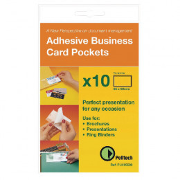 Pelltech Business Card Pocket Self Adhesive Top Opening [Pack of 100]