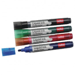 Nobo Liquid Ink Drymarkers Assorted [Pack of 6]