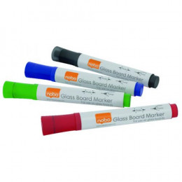Nobo Glass Whiteboard Markers Assorted [Pack of 4]