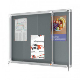 Nobo Premium Plus lockable Notice Board with Grey Felt 8xA4