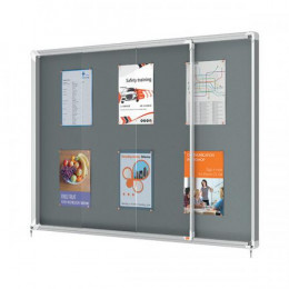 Nobo Premium Plus Lockable Notice Board with Grey Felt 18xA4