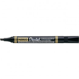 Pentel N860 Permanent Chisel Black Marker [Pack of 12]