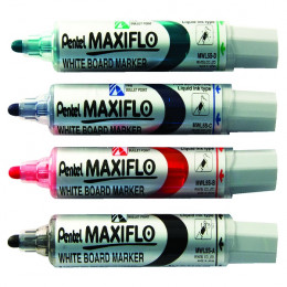 Pentel Maxiflo Whiteboard Marker Fine Bullet Tip Assorted [Pack of 4]