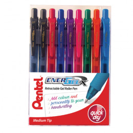 Pentel Energel X Retractable Gel Rollerball Assorted [Pack of 9]