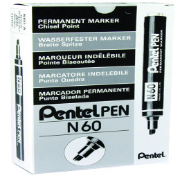Pentel Marker Chisel Tip Black N60-A [Pack of 12]