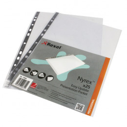 Rexel Nyrex Top and Side Opening Punched Pockets [Pack of 25]