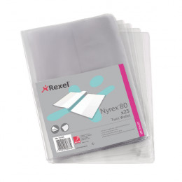 Rexel Nyrex Twin Wallet Clear [Pack of 25]