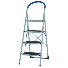 Step Ladder 4 Tread Grey and Blue