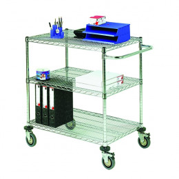 Mobile Wire Trolley 3-Tier 1524x457mm Chrome