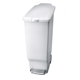 Slim White Pedal Bin 40 Litre