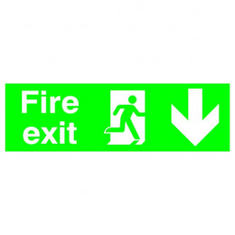 Safety Sign:Fire Exit Down 150x450mm PVC