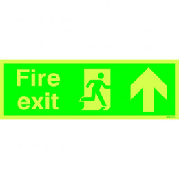 Photoluminescent Sign:Fire Exit Up 150x450mm PVC