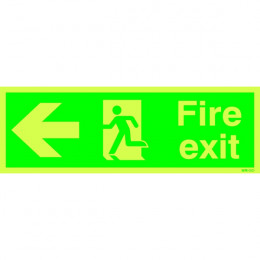Photoluminescent Sign:Fire Exit Left 150x450mm PVC