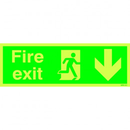 Photoluminescent Sign:Fire Exit Down 150x450mm PVC