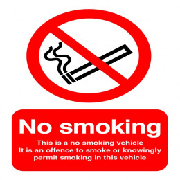 No Smoking Sign:No Smoking Vehicle 100x75mm Self Adhesive
