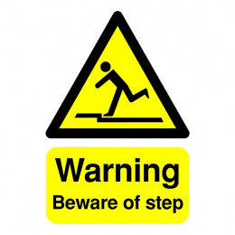 Warning Sign:Beware of Step A5 PVC