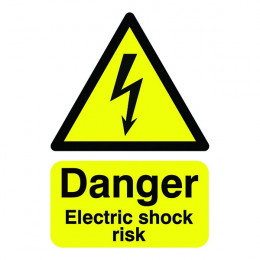 Warning Sign:Danger Electric Shock Risk A5 Self Adhesive