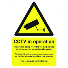 Warning Sign:CCTV and Contact Information A5 Self Adhesive