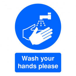 Mandatory Sign:Wash Your Hands Please A5 Self Adhesive