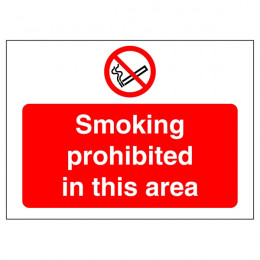 No Smoking Sign:Smoking Prohibited in this Area 450x600mm PVC